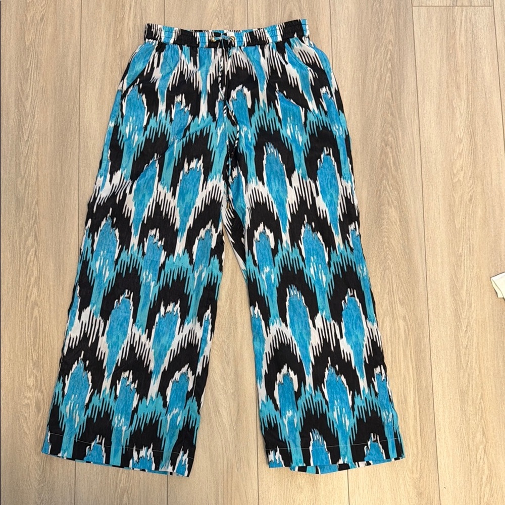 MICHAEL KORS Women’s Beach Club Pants, Size Small, Blue Pattern